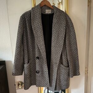 Elegant Black and White Herringbone Blazer